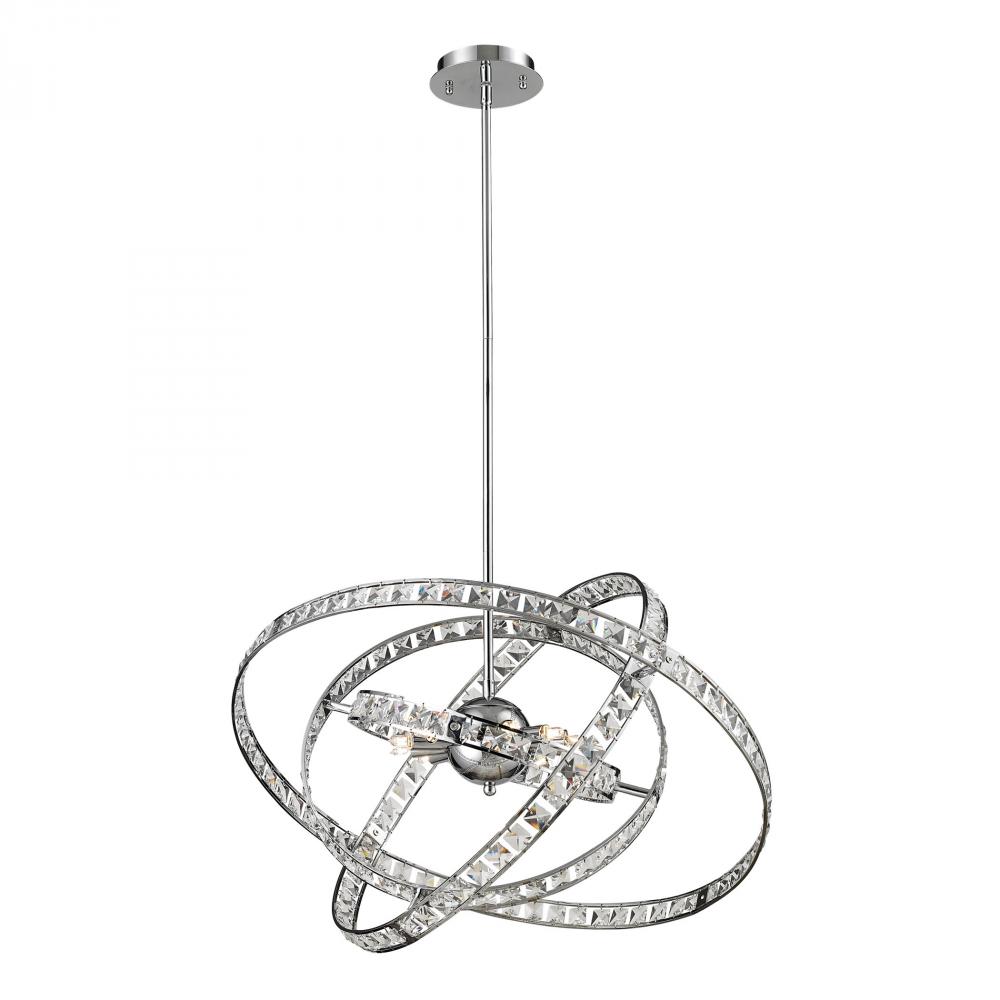 Saturn 6 Light Chandelier In Chrome With Crystal 82030 6