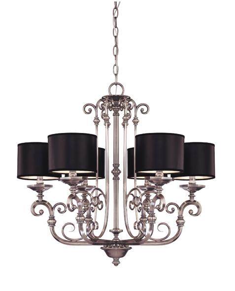 Six Light Pewter Up Chandelier