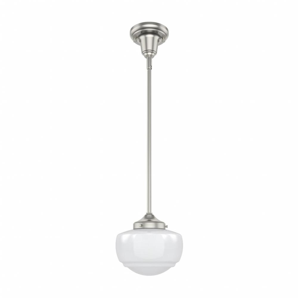 Hunter Saddle Creek Brushed Nickel with Cased White Glass 1 Light Pendant Ceiling Light Fixture