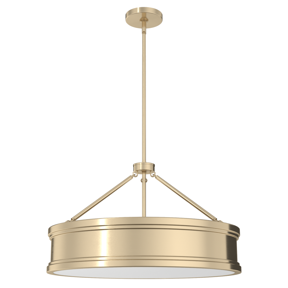 Hunter Capshaw Alturas Gold with Painted Cased White Glass 6 Light Pendant Ceiling Light Fixture