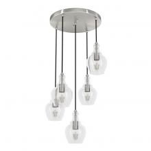 Hunter 19899 - Hunter Maple Park Brushed Nickel with Clear Glass 5 Light Pendant Cluster Ceiling Light Fixture