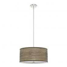 Hunter 19381 - Hunter Solhaven Warm Grey Oak and Brushed Nickel with Painted Cased White Glass 3 Light Pendant Ceil