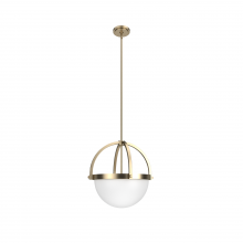 Hunter 19236 - Hunter Wedgefield Alturas Gold with Frosted Cased White Glass 3 Light Pendant Ceiling Light Fixture