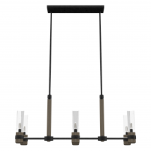 Hunter 19470 - Hunter River Mill Rustic Iron and French Oak with Clear Seeded Glass 6 Light Chandelier Ceiling Ligh