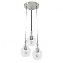 Hunter 19992 - Hunter Maple Park Brushed Nickel with Clear Glass 3 Light Pendant Cluster Ceiling Light Fixture