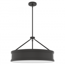 Hunter 19612 - Hunter Capshaw Noble Bronze with Painted Cased White Glass 6 Light Pendant Ceiling Light Fixture