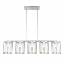 Hunter 48012 - Hunter Astwood Brushed Nickel with Clear Glass 5 Light Chandelier Ceiling Light Fixture
