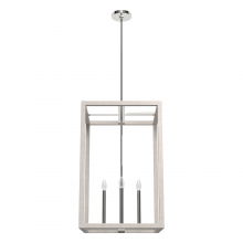 Hunter 19038 - Hunter Squire Manor Chrome and Distressed White 4 Light Pendant Ceiling Light Fixture