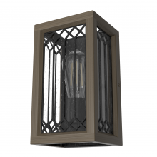 Hunter 19971 - Hunter Chevron Rustic Iron and French Oak with Seeded Glass 1 Light Sconce Wall Light Fixture