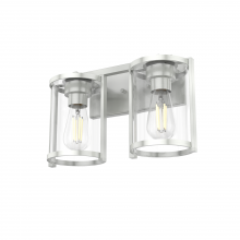Hunter 48002 - Hunter Astwood Brushed Nickel with Clear Glass 2 Light Bathroom Vanity Wall Light Fixture