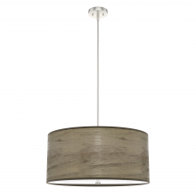 Hunter 19384 - Hunter Solhaven Warm Grey Oak and Brushed Nickel with Painted Cased White Glass 4 Light Pendant Ceil
