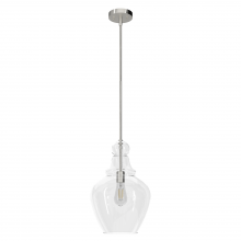 Hunter 19567 - Hunter Maple Park Brushed Nickel with Clear Glass 1 Light Pendant Ceiling Light Fixture