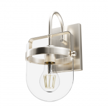 Hunter 19842 - Hunter Karloff Brushed Nickel with Clear Glass 1 Light Sconce Wall Light Fixture