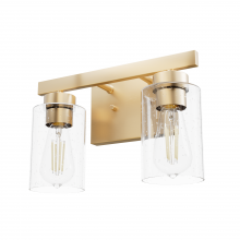 Hunter 13075 - Hunter Hartland Alturas Gold with Seeded Glass 2 Light Bathroom Vanity Wall Light Fixture